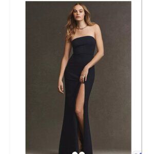 NWT BHLDN Adalynn Strapless Stretch Crepe Maxi Gown | Black | S